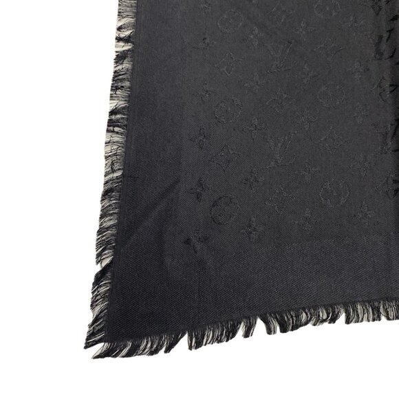 Auth LOUIS VUITTON Shawl Monogram M71329 Noir - MR2282 Scarf 60 Silk & 40 Wool - Picture 2 of 12